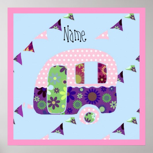 みすぼらしいレトロなトレーラー、キャンパー、キャラバンティング ポスター (正面)