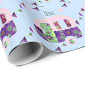 みすぼらしいレトロなトレーラー、キャンパー、キャラバンティング ラッピングペーパー (ロールコーナー)