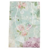 みすぼらしいヴィンテージのコラージュ結婚の蝶 ミディアムペーパーバッグ (裏面)