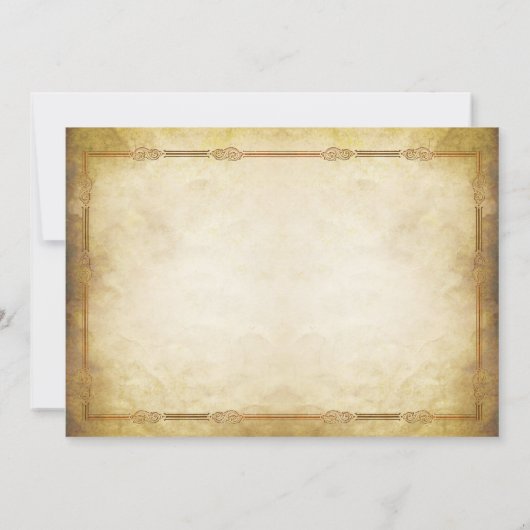 みすぼらしいヴィンテージの古い紙のリハーサルディナー招待状 招待状 (裏面)