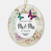 みすぼらしいヴィンテージの蝶Mr.And Mrs. セラミックオーナメント (左)