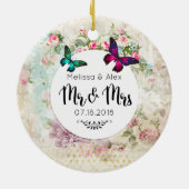 みすぼらしいヴィンテージの蝶Mr.And Mrs. セラミックオーナメント (裏面)