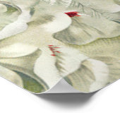 みすぼらしいヴィンテージアイボリーピンクの赤フローラコラージュの場所 ポスター (角)