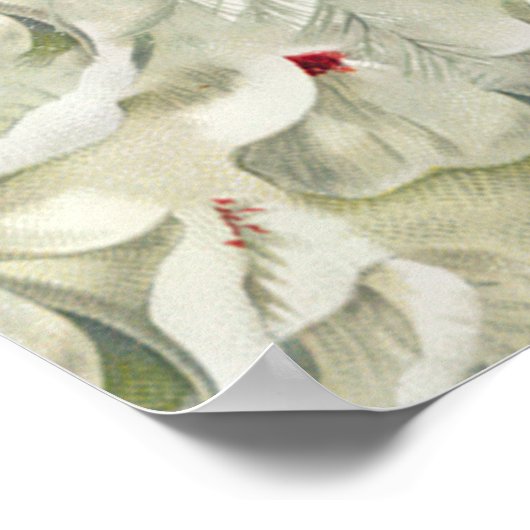 みすぼらしいヴィンテージアイボリーピンクの赤フローラコラージュの場所 ポスター (角)