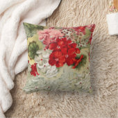 みすぼらしいヴィンテージアイボリーピンク赤フローラコラージュ クッション (ブランケット)