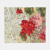 みすぼらしいヴィンテージアイボリーピンク赤フローラコラージュ フリースブランケット (正面(横))