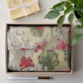 みすぼらしいヴィンテージアイボリーピンク赤フローラコラージュ 薄葉紙 (ギフト)