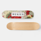 みすぼらしいヴィンテージアイボリーピンク赤フローラコラージースケート スケートボード (横)