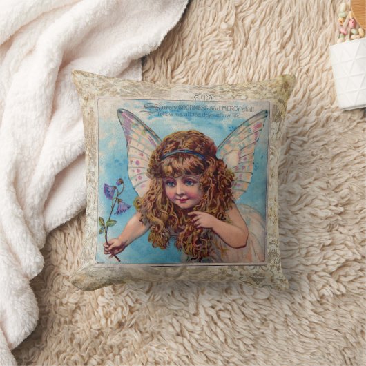 みすぼらしいヴィンテージアート花妖精チャイルドクッション クッション (ブランケット)