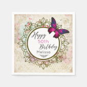 みすぼらしいヴィンテージコラージュ誕生日 スタンダードカクテルナプキン (正面)