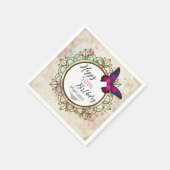 みすぼらしいヴィンテージコラージュ誕生日 スタンダードカクテルナプキン (角)