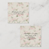 みすぼらしいヴィンテージピンクフローラ植物学 スクエア名刺 (正面/裏面)