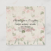 みすぼらしいヴィンテージピンクフローラ植物学 スクエア名刺 (裏面)