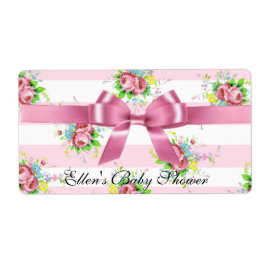 みすぼらしいヴィンテージピンクフローラ水瓶ラベル ラベル