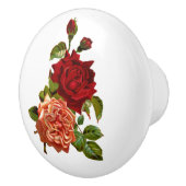 みすぼらしいヴィンテージピーチと赤バラ家具ノブ セラミックノブ (右)