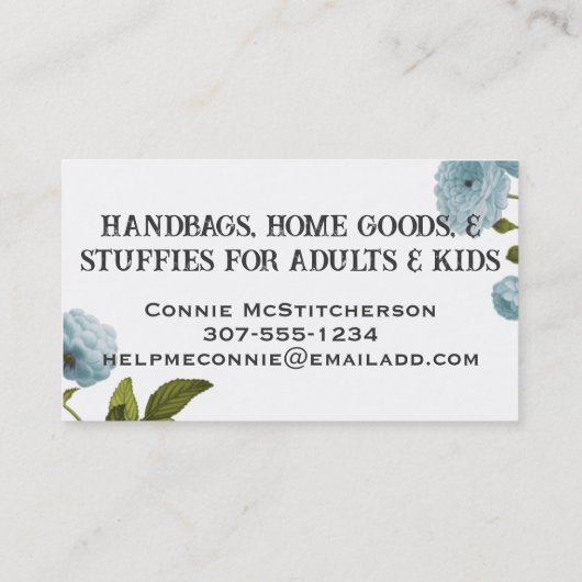 みすぼらしいヴィンテージボタンボビン裁縫の概念 名刺 (裏面)