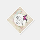 みすぼらしいヴィンテージ集の蝶 スタンダードカクテルナプキン (角)