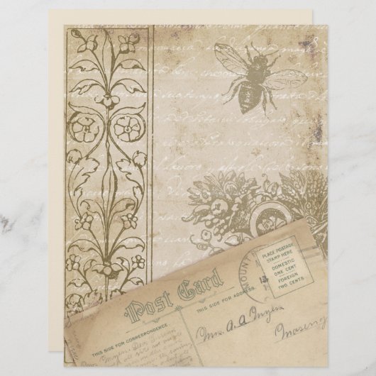 みすぼらしい古い紙スクラップブックエフェメラ (正面/裏面)