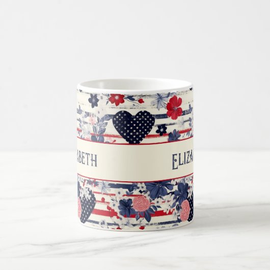 みすぼらしい愛国的独立記念日フローラ国旗 コーヒーマグカップ (中央)