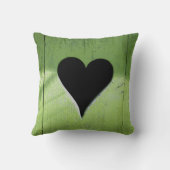みすぼらしい木造ハートグリーンブラック クッション (裏面)