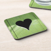 みすぼらしい木造ハートグリーンブラック コースター (左側)