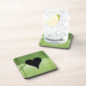 みすぼらしい木造ハートグリーンブラック コースター (右側)