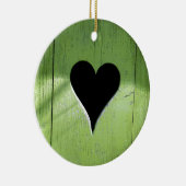 みすぼらしい木造ハートグリーンブラック セラミックオーナメント (右)