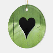 みすぼらしい木造ハートグリーンブラック セラミックオーナメント (左)