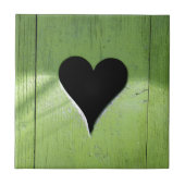 みすぼらしい木造ハートグリーンブラック タイル (正面)