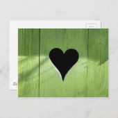 みすぼらしい木造ハートグリーンブラック ポストカード (正面/裏面)