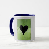 みすぼらしい木造ハートグリーンブラック マグカップ (正面左)