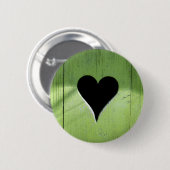 みすぼらしい木造ハートグリーンブラック 缶バッジ (正面&裏面)