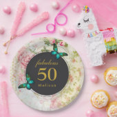 みすぼらしい模様のエメラルドグリーンの蝶 ペーパープレート (パーティー)