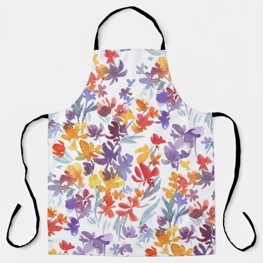 みすぼらしい水彩夏の花模様 エプロン (正面)