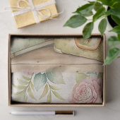 みすぼらしい水色のヴィンテージ夏の帽子のスーツケース 薄葉紙 (ギフト)