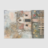 みすぼらしい田舎の農家の混合メディアの切り離し 薄葉紙 (正面)