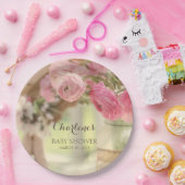 みすぼらしい田舎シックな柔らかい色あせたピンクの花 ペーパープレート (パーティー)