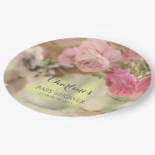 みすぼらしい田舎シックな柔らかい色あせたピンクの花 ペーパープレート (アングル)