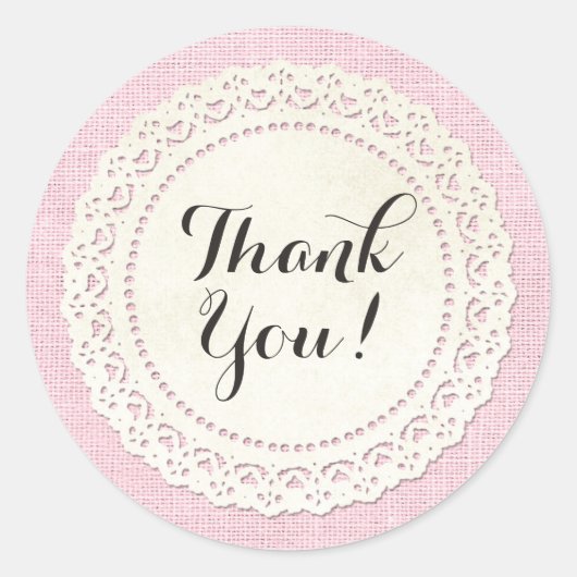 みすぼらしい素朴ピンクの国レースありがとう ラウンドシール (正面)