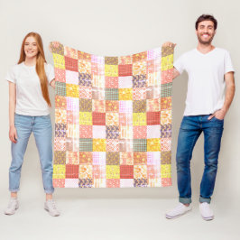 みすぼらしい素朴ヴィンテージパッチワークキルトパターン フリースブランケット