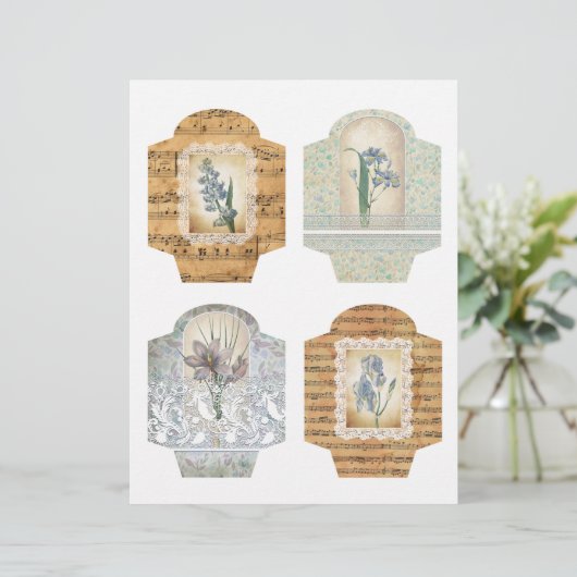 みすぼらしい花とレースのスクラップブックポケット (スタンド正面)