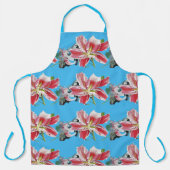 みすぼらしい花赤ゆりブルーフローラキッチンエプロン エプロン (正面)