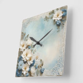 みすぼらしい花 スクエア壁時計 (傾斜)