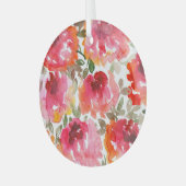 みすぼらしい赤いバラ、シームレスなパターン。 ガラスオーナメント (正面左)