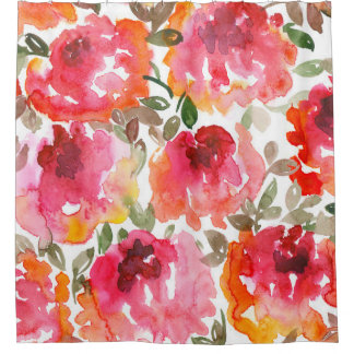 みすぼらしい赤いバラ、シームレスなパターン。 シャワーカーテン