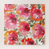 みすぼらしい赤いバラ、シームレスなパターン。 ジグソーパズル (横)