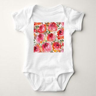 みすぼらしい赤いバラ、シームレスなパターン。 ベビーボディスーツ