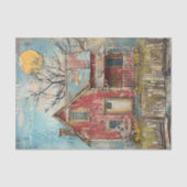 みすぼらしい赤い農家の混合メディアの切り離し 薄葉紙 (正面)