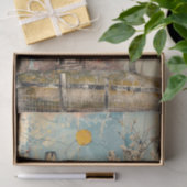 みすぼらしい赤い農家の混合メディアの切り離し 薄葉紙 (ギフト)