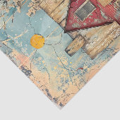 みすぼらしい赤い農家の混合メディアの切り離し 薄葉紙 (詳細)